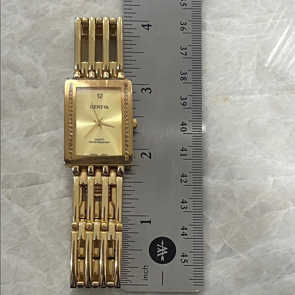 Geneva Gold Rectangular Face Watch - image 3